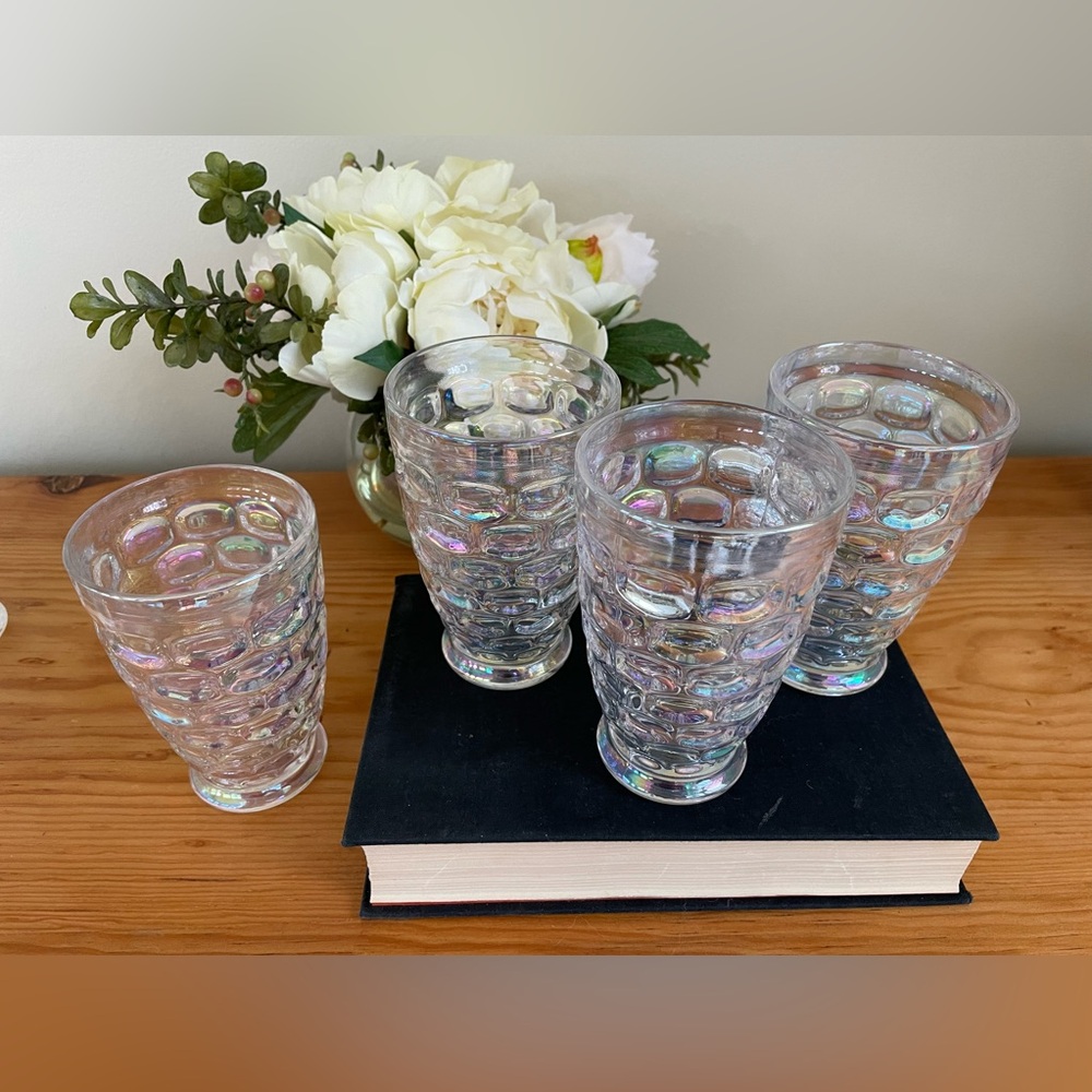 Vintage Iridescent Lustre Glasses by West Virginia Glass